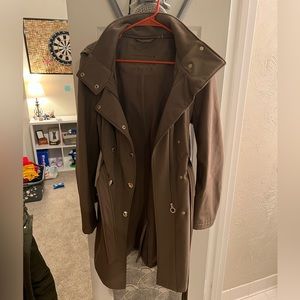 Calvin Klein stretch belted trench with detachable hood
